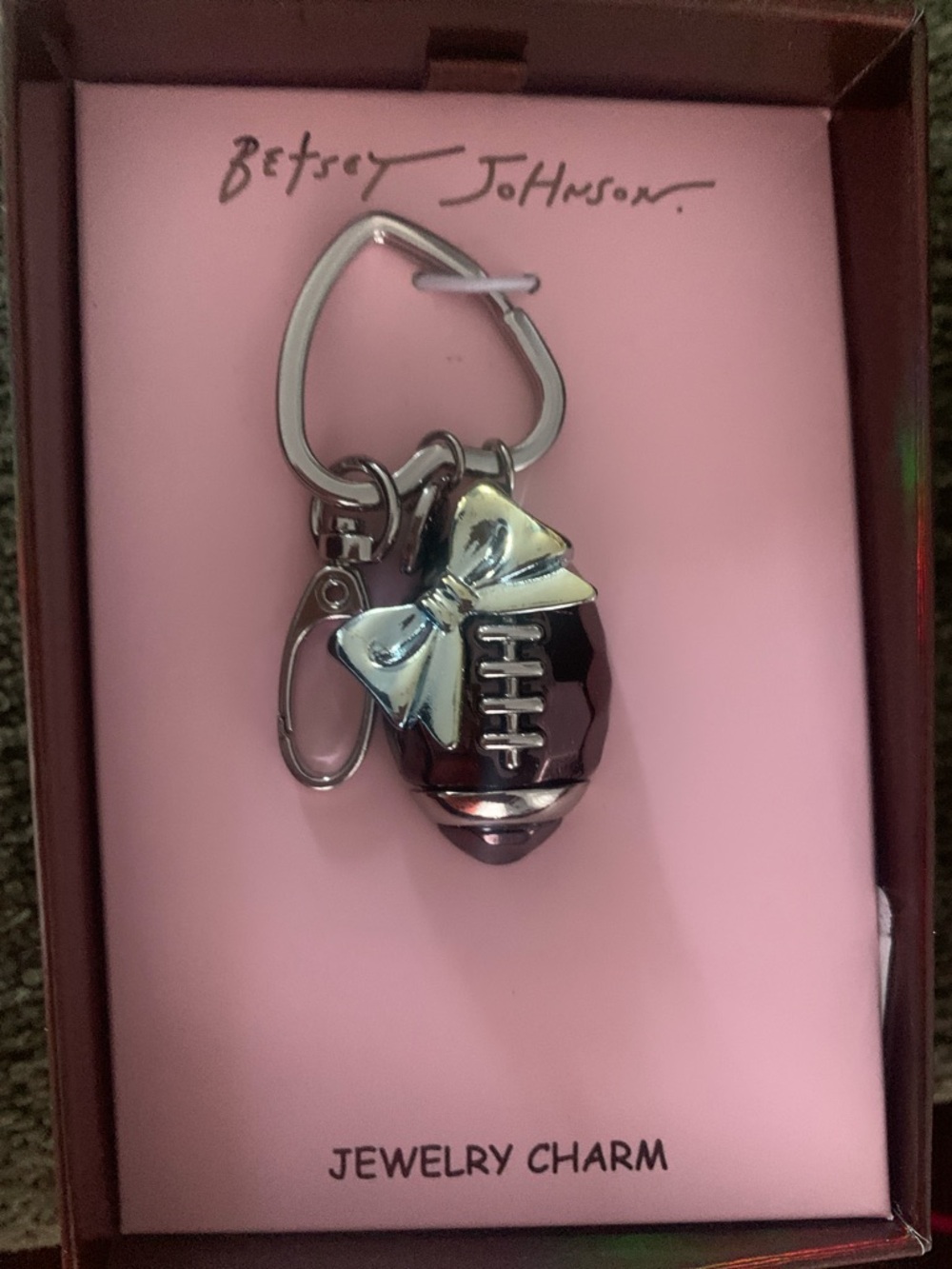 🆕-Betsey Johnson Brown & Silver Football Jewelry Charm